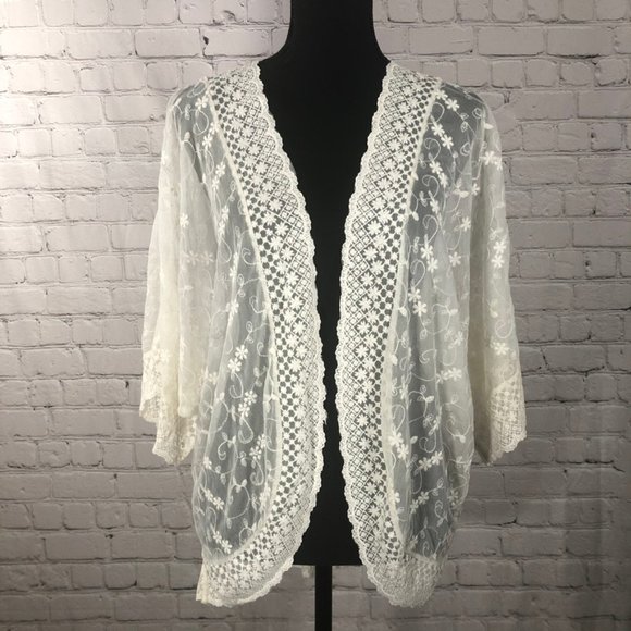 Xhilaration Tops - Crochet Lace Open Front Kimono